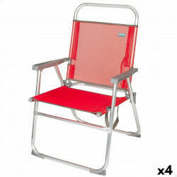 Chaise Pliante Aktive Menorca Rouge 48 x 88 x 50 cm (4 Unités)