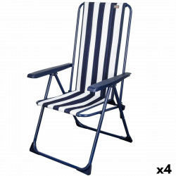 Chaise Pliante Aktive A rayures Blanc Blue marine 46 x 101 x 59 cm (4 Unités)