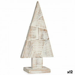 Decoratieve figuren Kerstboom Wit Natuurlijk Hout 9 x 41,5 x 20 cm (12 Stuks)