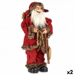 Kerstman Wit Bruin Rood Hout Plastic 24 x 62 x 33,5 cm (2 Stuks)