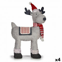 Figura Decorativa Reno de Navidad Rojo Gris 22 x 47 x 45 cm (4 Unidades)