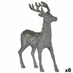 Figurine Décorative renne de noël Argenté Plastique 15 x 45 x 30 cm (8 Unités)