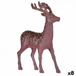 Figura Decorativa Reno de Navidad Rosa Plástico 15 x 45 x 30 cm (8 Unidades)