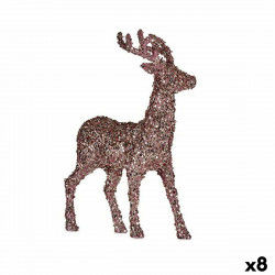 Decorative Figure Christmas Reindeer Glitter Pink Golden Plastic 15 x 45 x 30...