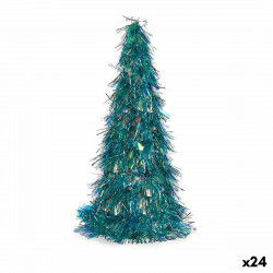 Figura Decorativa Árbol de Navidad Espumillón Azul Polipropileno PET 24 x 46...