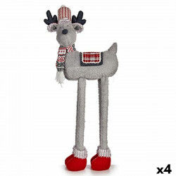 Figura Decorativa Reno de Navidad Rojo Gris 23 x 55 x 49 cm (4 Unidades)