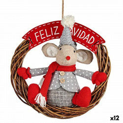 Adorno Navideño Colgante Ratón Rojo Gris 33 x 12 x 33 cm (12 Unidades)