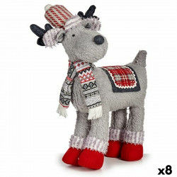 Figura Decorativa Reno de Navidad Rojo Gris 125 x 45 x 48 cm (8 Unidades)