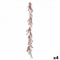 Guirlande de Noël Branche Blanc Rouge Plastique 180 x 14 cm (4 Unités)