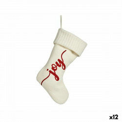 Christmas bauble Joy Christmas Stocking White Cloth 28 x 4 x 46 cm (12 Units)