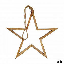 Adorno Navideño Estrella Marrón Yute Madera 50 x 7 x 84 cm (6 Unidades)