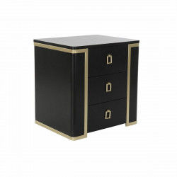 Comodino DKD Home Decor Nero Dorato Legno Metallo 50 x 40 x 50 cm