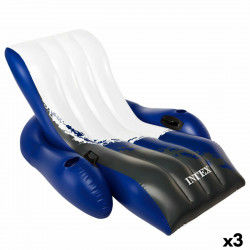 Opblaasbare zwembadstoel Intex Floating Recliner Blauw Wit 180,3 x 66 x 134,6...