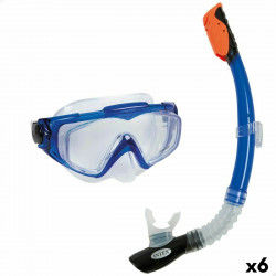 Taucherbrille mit Schnorchel Intex Aqua Pro Blau (6 Stück)