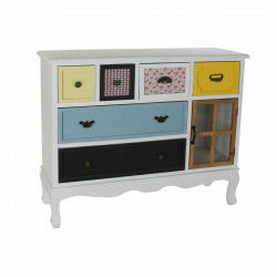 Buffet DKD Home Decor 103 x 36 x 83 cm Verre Noir Bois Blanc Jaune Bleu ciel