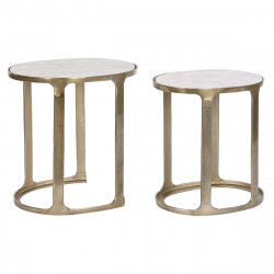 Set of 2 tables Home ESPRIT White Silver 55 x 39 x 56 cm