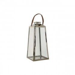 Farol DKD Home Decor Marrón Plateado Cuero Cristal Acero Cromado 30 x 30 x 66 cm