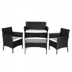 Muebles de Jardín Aktive Mesa auxiliar Silla x 2 Sofá (4 Piezas)