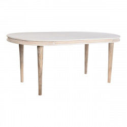 Table de Salle à Manger DKD Home Decor Blanc Doré Laiton Bois de manguier 180...