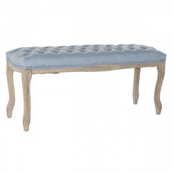 Banquette DKD Home Decor   Bleu Polyester Bois d'hévéa Marron Clair (110 x 37...