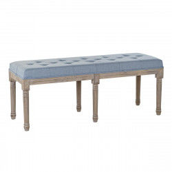 Banqueta DKD Home Decor   Azul Poliéster Lino Madera de caucho (122 x 41 x 48...