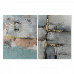 Cadre DKD Home Decor Toile Abstrait 90 x 4 x 120 cm Moderne (2 Unités)