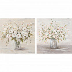 Schilderij DKD Home Decor 90 x 2,4 x 90 cm Vaas Shabby Chic (2 Stuks)