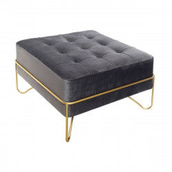 Bench DKD Home Decor   Foam Grey Golden Metal Polyester Velvet MDF Wood (80 x...