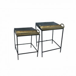 Mesa auxiliar DKD Home Decor Negro Dorado Acero Aluminio (43 x 42 x 58.5 cm)