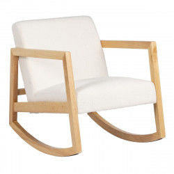 Fauteuil à Bascule Blanc Naturel Bois d'hévéa Tissu 60 x 83 x 72 cm