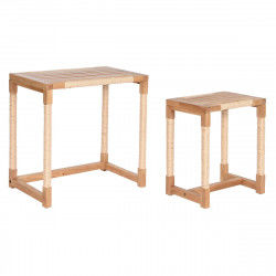 Set of 2 tables Home ESPRIT Natural Rope Fir 58 x 38 x 60 cm