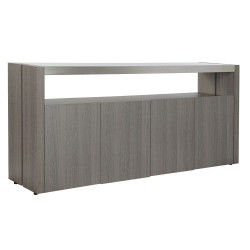 Credenza DKD Home Decor Cristallo Grigio Alluminio Rovere Vetro Temperato...