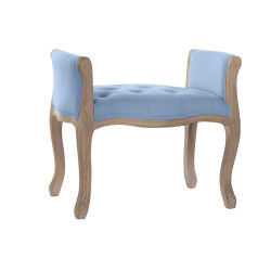 Kruk DKD Home Decor   Natuurlijk Blauw Linnen Rubberwood (69 x 44 x 60 cm)