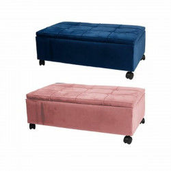 Banqueta DKD Home Decor   Rosa Poliéster Terciopelo Azul marino Álamo (70 x...