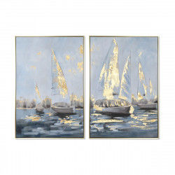 Schilderij Home ESPRIT Jacht Mediterrane 83 x 4,5 x 123 cm (2 Stuks)