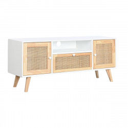 Mobile TV DKD Home Decor 120 x 30 x 50 cm Bianco Rattan Legno di  paulownia