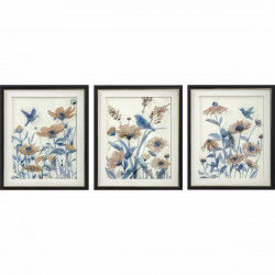 Quadro DKD Home Decor 50 x 2 x 60 cm Fiori Shabby Chic (3 Pezzi)