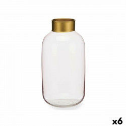 Vaas Roze Gouden Glas 14,5 x 29,5 x 14,5 cm (6 Stuks)