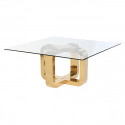 Hoofdtafel DKD Home Decor Gouden Staal Gehard glas 100 x 100 x 45 cm