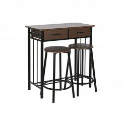 Conjunto de Mesa con 2 Sillas DKD Home Decor Marrón Negro Metal Madera MDF 80...