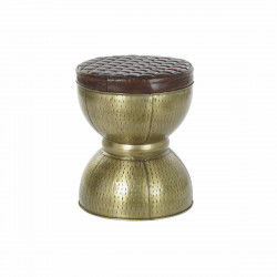 Mueble Auxiliar DKD Home Decor Dorado Metal Piel Marrón oscuro (40 x 40 x 48 cm)