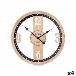 Wall Clock Black Metal MDF Wood 60 x 60 x 4,5 cm (4 Units)