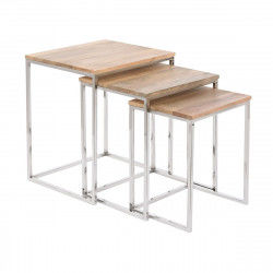 Set of 3 tables Home ESPRIT Brown Silver Natural Steel Acacia 46 x 41,5 x...