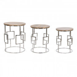 Jeu de 3 tables Home ESPRIT Marron Argenté Naturel Acier Bois de manguier...