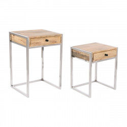 Set of 2 tables Home ESPRIT Brown Silver Natural Steel Mango wood 45,5 x 41 x...