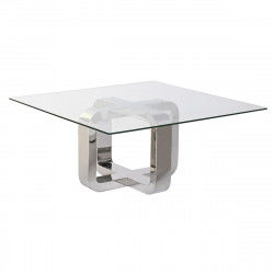 Hoofdtafel DKD Home Decor Zilverkleurig Staal Aluminium Gehard glas 100 x 100...