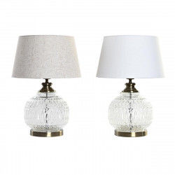 Desk lamp Home ESPRIT White Beige Metal Crystal 38 x 38 x 54 cm (2 Units)