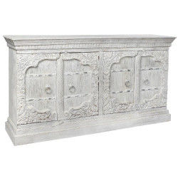 Dientafel DKD Home Decor Wit Metaal Mangohout 190 x 43 x 100 cm