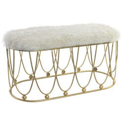 Banqueta DKD Home Decor Dorado Metal Poliéster Terciopelo Blanco (91 x 40 x...