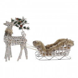 Adorno Navideño DKD Home Decor Reno Blanco Marrón Mimbre 58 x 30 x 30 cm (3...